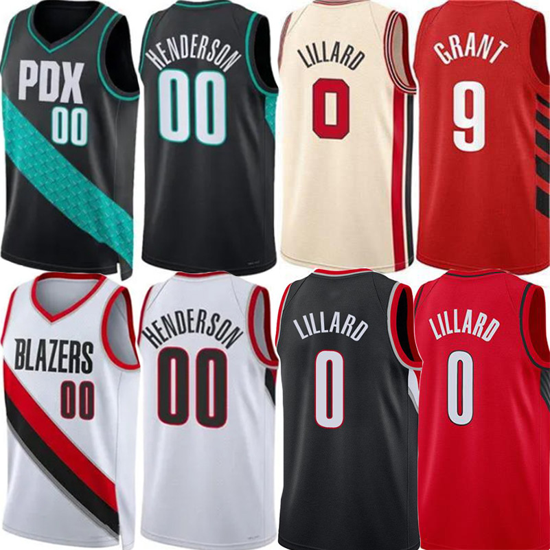 

#00 Scoot Henderson Basketball Jerseys Damian Lillard Shaedon Sharpe Anfernee Simons Portlands Blazer Jerami Grant Jusuf Nurkic Thybulle Custom City Jersey Men, Colour 8