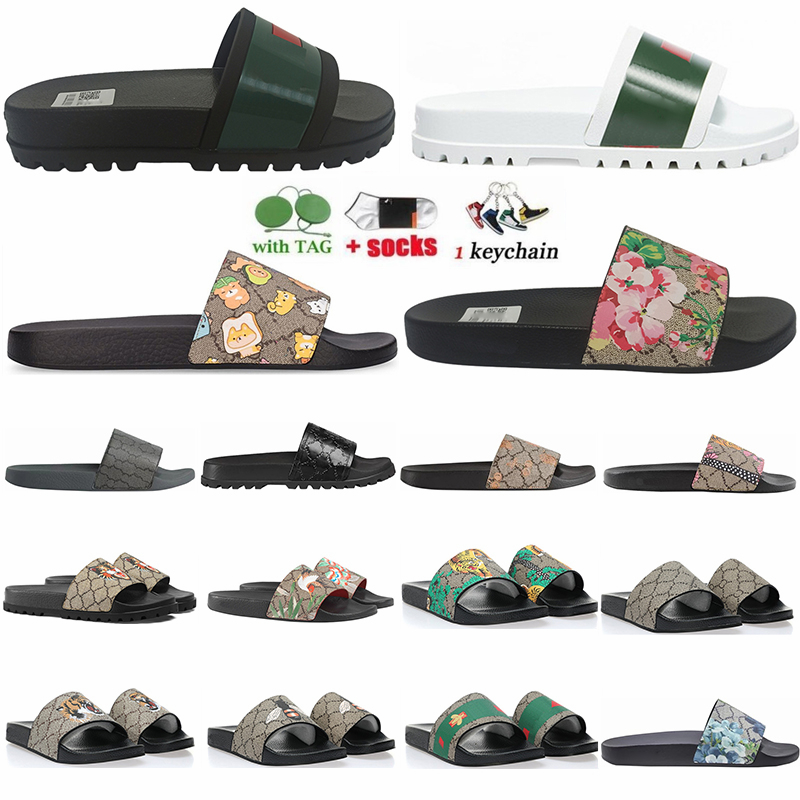 

2023 Designer Slippers Big Size 36-48 claquette Rubber Leather Embroidery Canvas Flats Gear Bottoms Slides Luxury Florals Animals Striped Series Pool Summer Shoes, 17