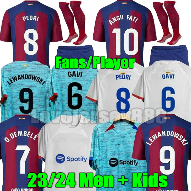 

22 23 24 Camisetas de football BarcelonaS soccer jerseys LEWANDOWSKI GAVI PEDRI 2023 2024 ANSU FATI FERRAN RAPHINHA DEST football shirt men kit kids equipments, 23 24 away aldult