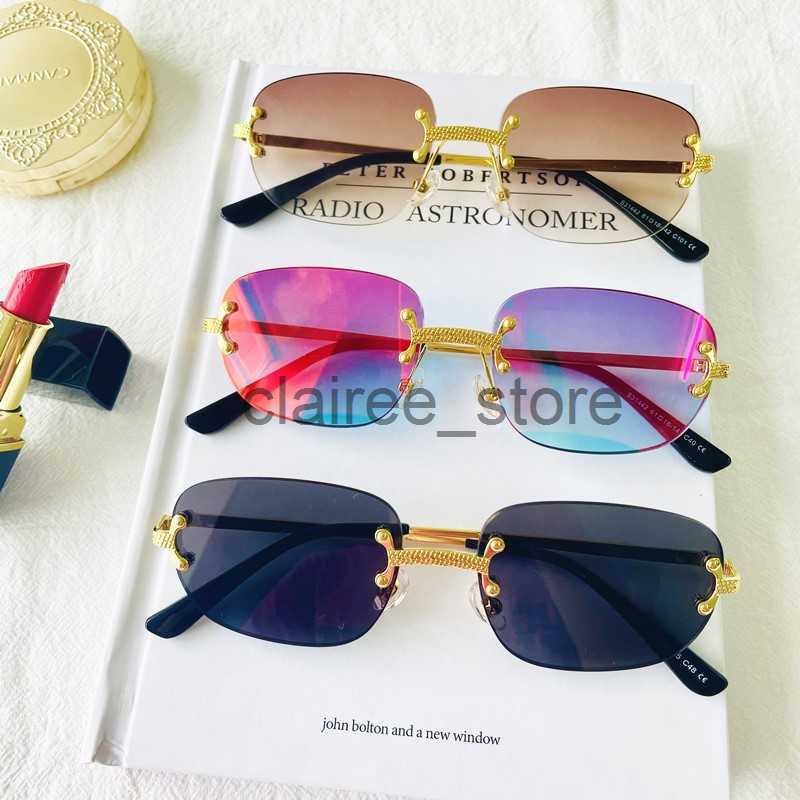

Sunglasses HBK Rimless Wholesale Sunglasses Women Retro Square Frameless Sun Glasses Male In Bulk Vendor Sun Glasses For Men Fashion J230627