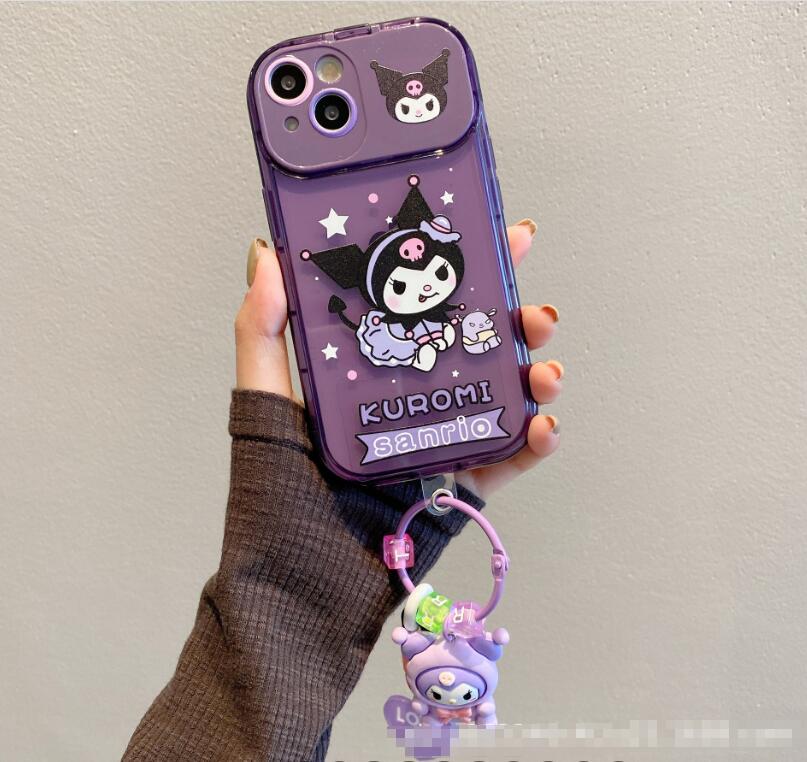 

INS Kawaii Melody Mini Portable Mirrors Girl Cute outwear beautiful phone case with pendants