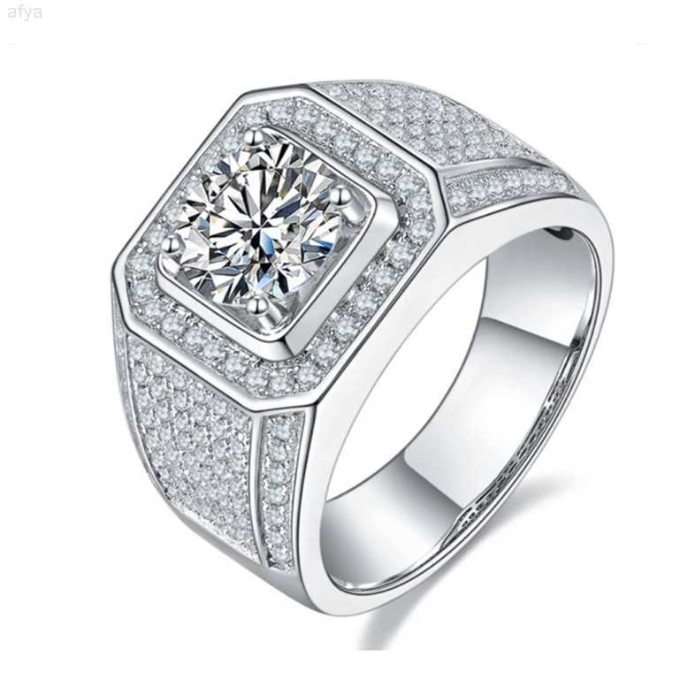 

Diamond Fine 925 Sterling Real 3 Carats Moissanite Wedding Rings for Men