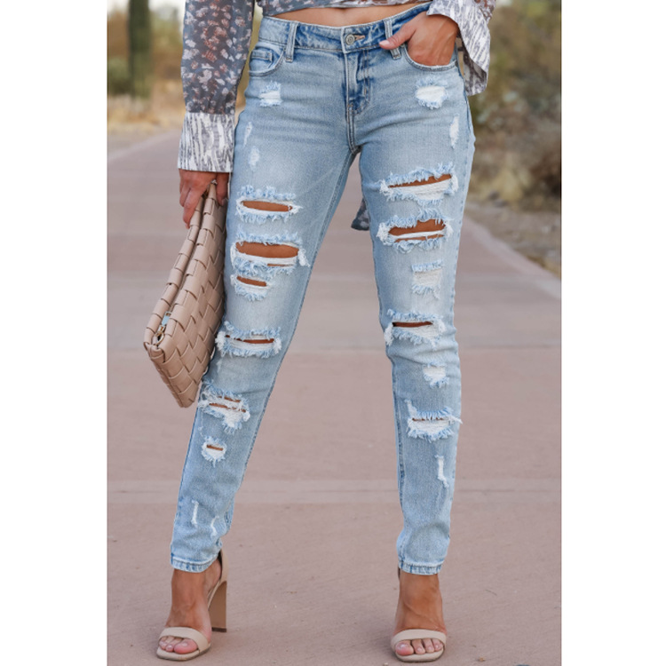 

Judy Blue Tia Destroyed Tummy Control Skinny Fray For Us Distressed Tummy Control Jeans, Sky blue