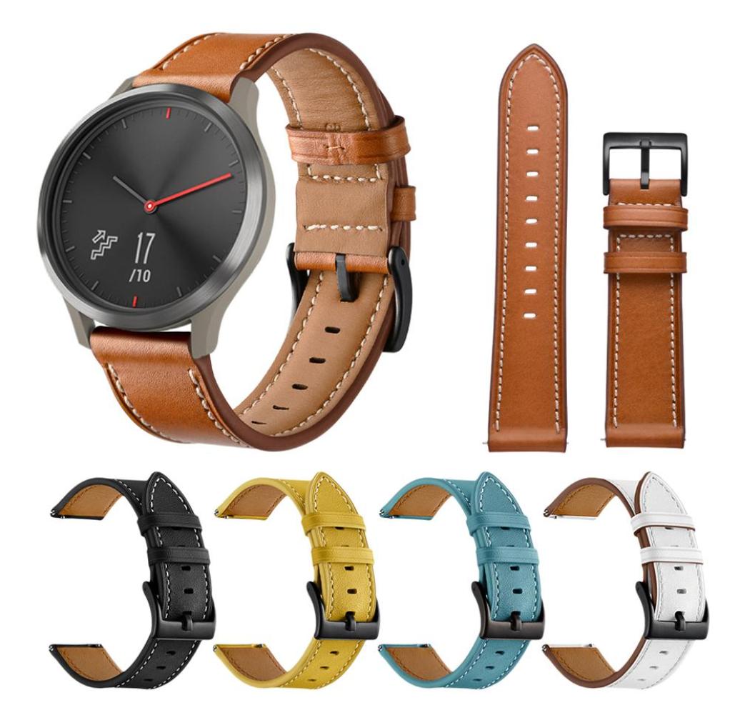 

20mm Smart Watch Band Top Layer Leather Real Leather Watch Straps For Garmin Vivoactive 3Vivomove HR Sport Watchbands Bracelet1374467