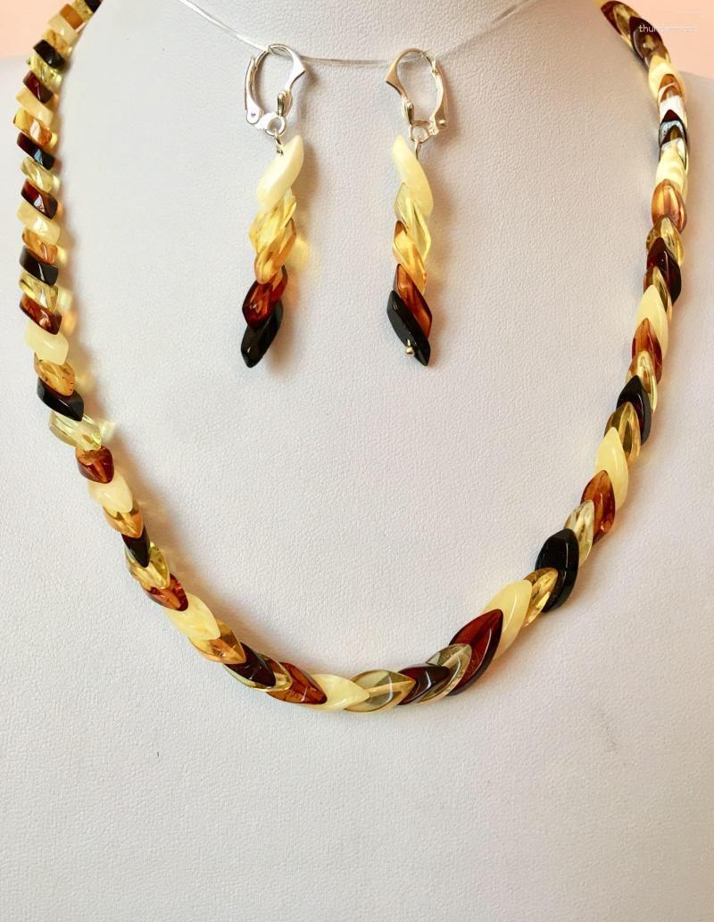 

Chains European Imports Natural Baltic Amber Beeswax Stupa Necklaces Earrings Suit