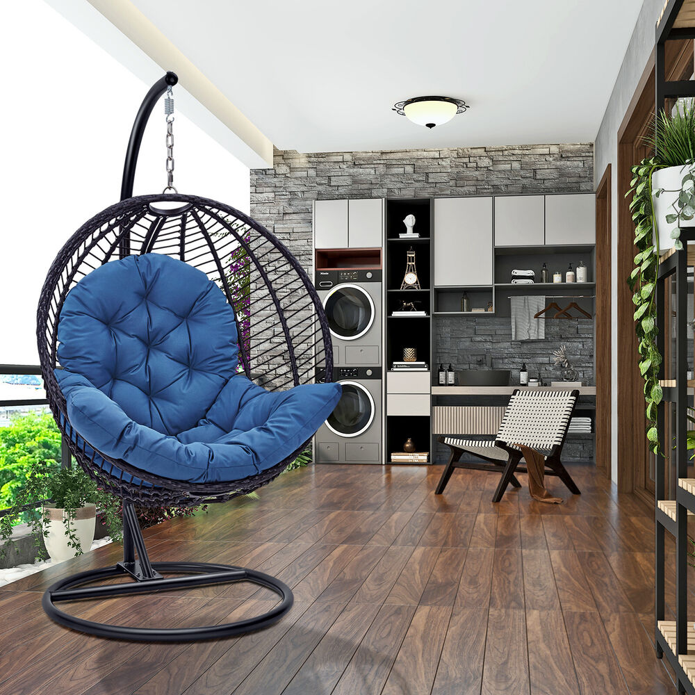 

Patio Hanging Egg Chair Outdoor Hammock Swing Stand Cushion Seat