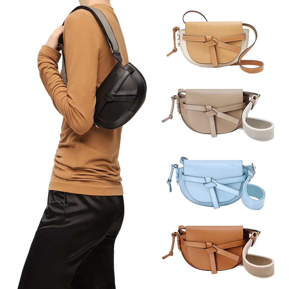 

Genuine leather Designer Gate Dual saddle Shoulder bag 7A quality strap 2size womens mens CrossBody bags Luxurys tote handbag city duffle half moon sling Clutch bag, White lychee