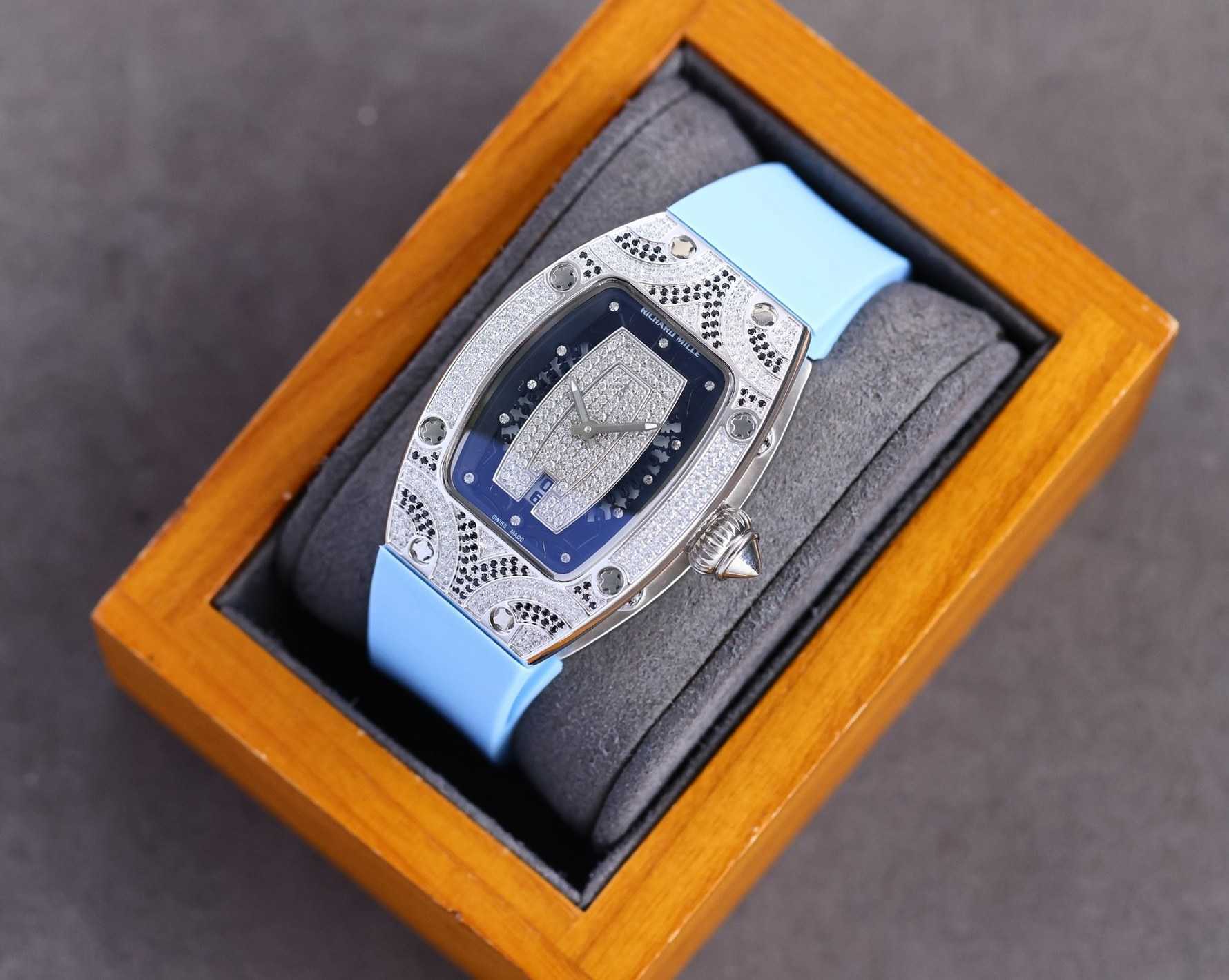 

Fantastic Diamond R i c h a r d Luxury Super style Female wrist watches RM007 RM07-01 montre designer High-end quality iced out bezel for women waterproof gift 10lle, 15