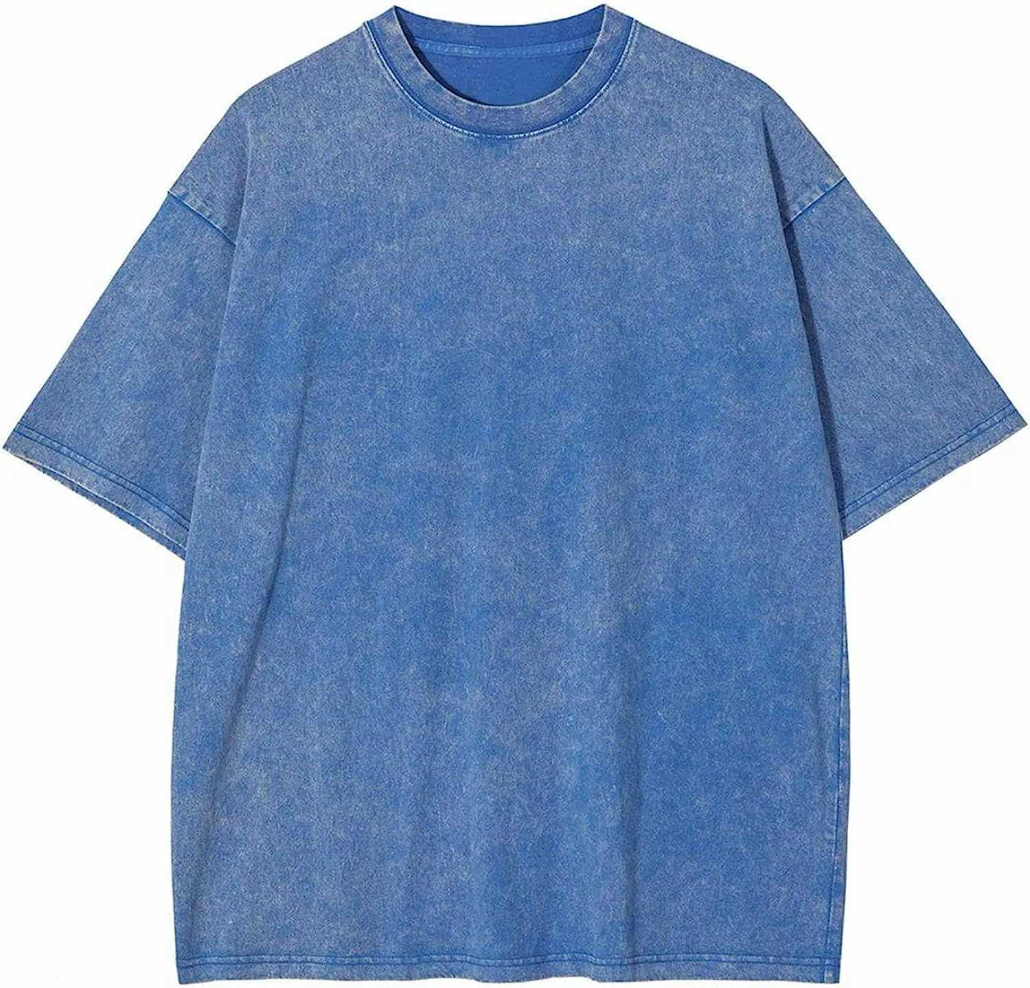 

{stussys}Aelfric Men's Eden Cotton Wash Solid Color T-shirt Large Unisex Short Sleeve Street Dress Rap Hip Hop Basic T-shirt To1, 15 washes medium dark gray