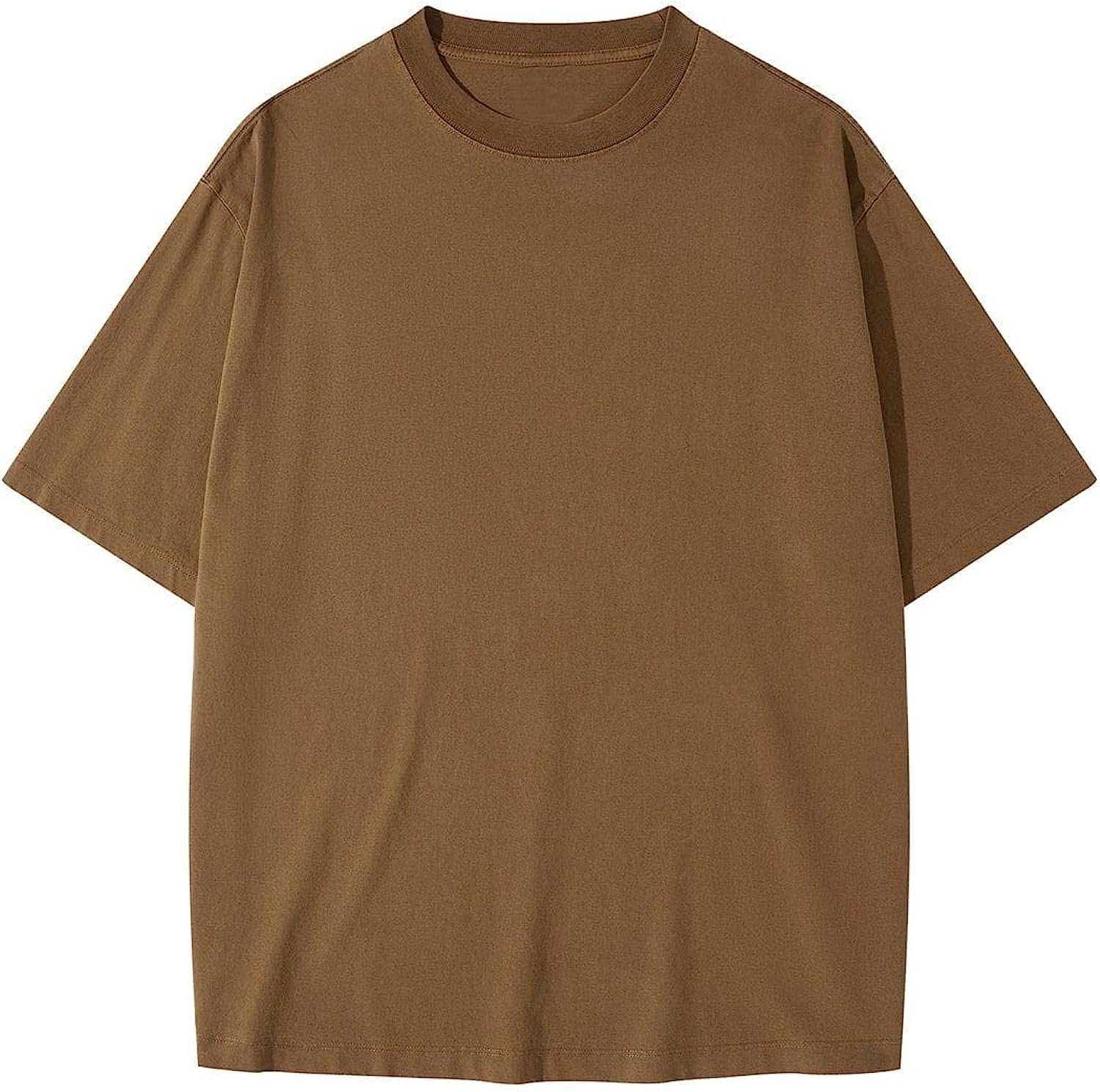 

{stussys}Cotton Men's Vamtac T-shirt Large Half Short Sleeve Casual Loose Solid Street Wear T-shirt Top 1PG, B-wash apricot