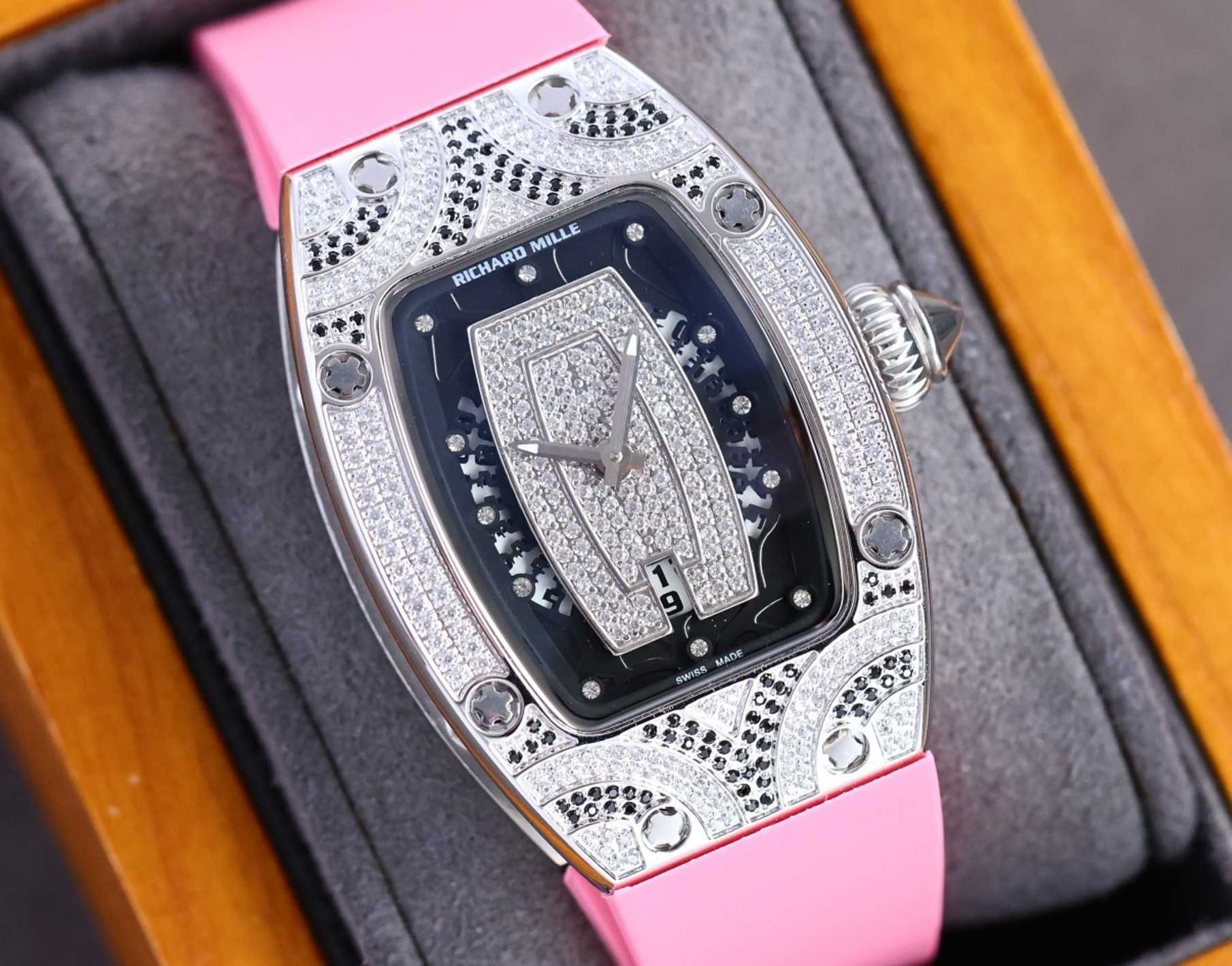 

Fantastic Diamond R i c h a r d Luxury Super style Female wrist watches RM007 RM07-01 montre designer High-end quality iced out bezel for women waterproof gift 29nb