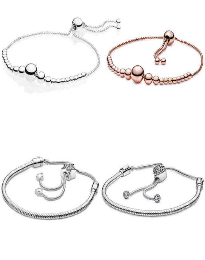

Pave Heart & Star String of Beads Sliding Adjust 925 Sterling Silver Bracelet Fit Fashion Bangle Bead Charm Diy Jewelry8152797