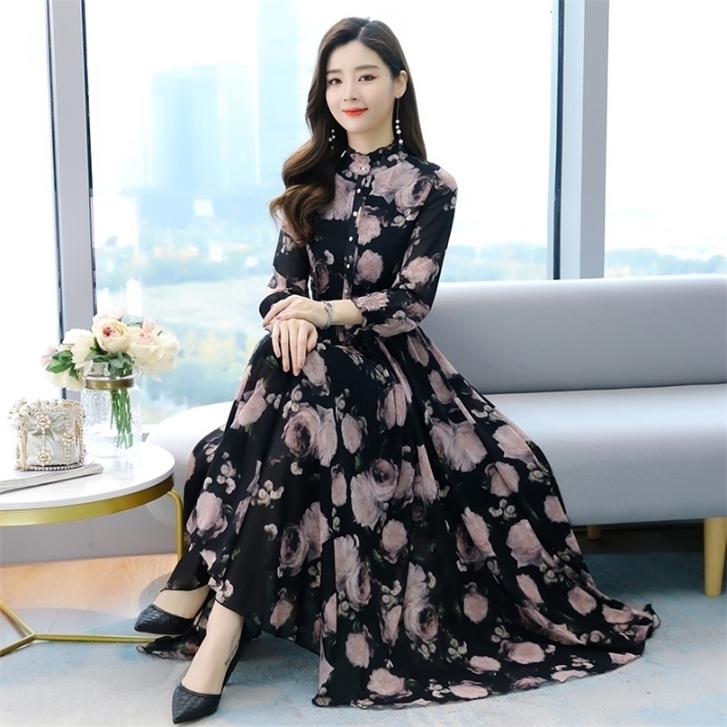 Été Florla en mousseline de soie robe mi-longue à simple boutonnage femmes vêtements Vintage moulante longue robe mode soirée Vestidos 220526