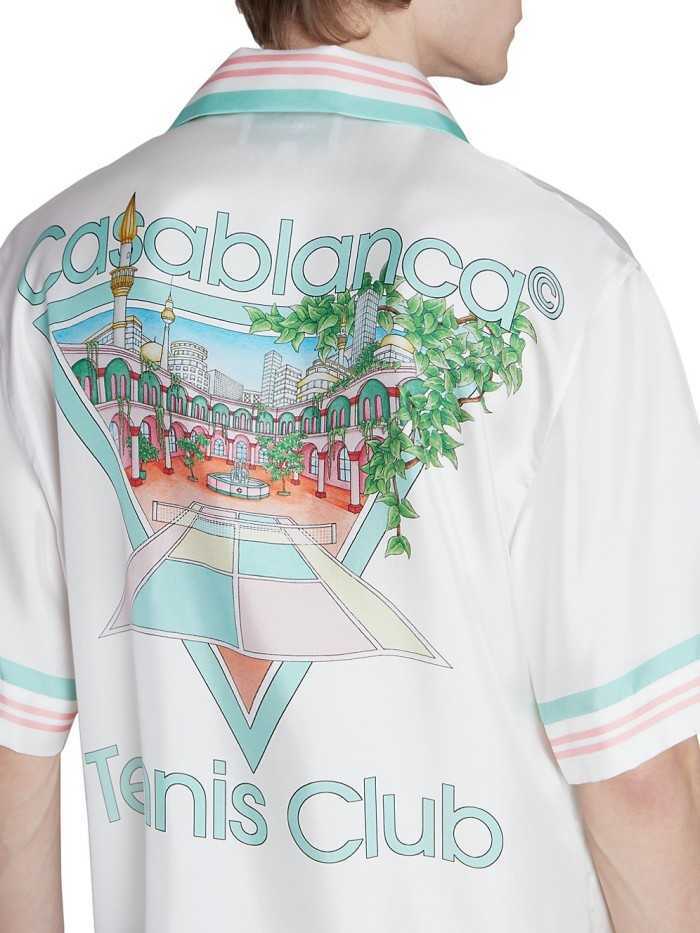 

casablanca le labrynthe printed mesh top shirt mens designer button up shirts short-sleeved tops polos casablanc, Rosybrown