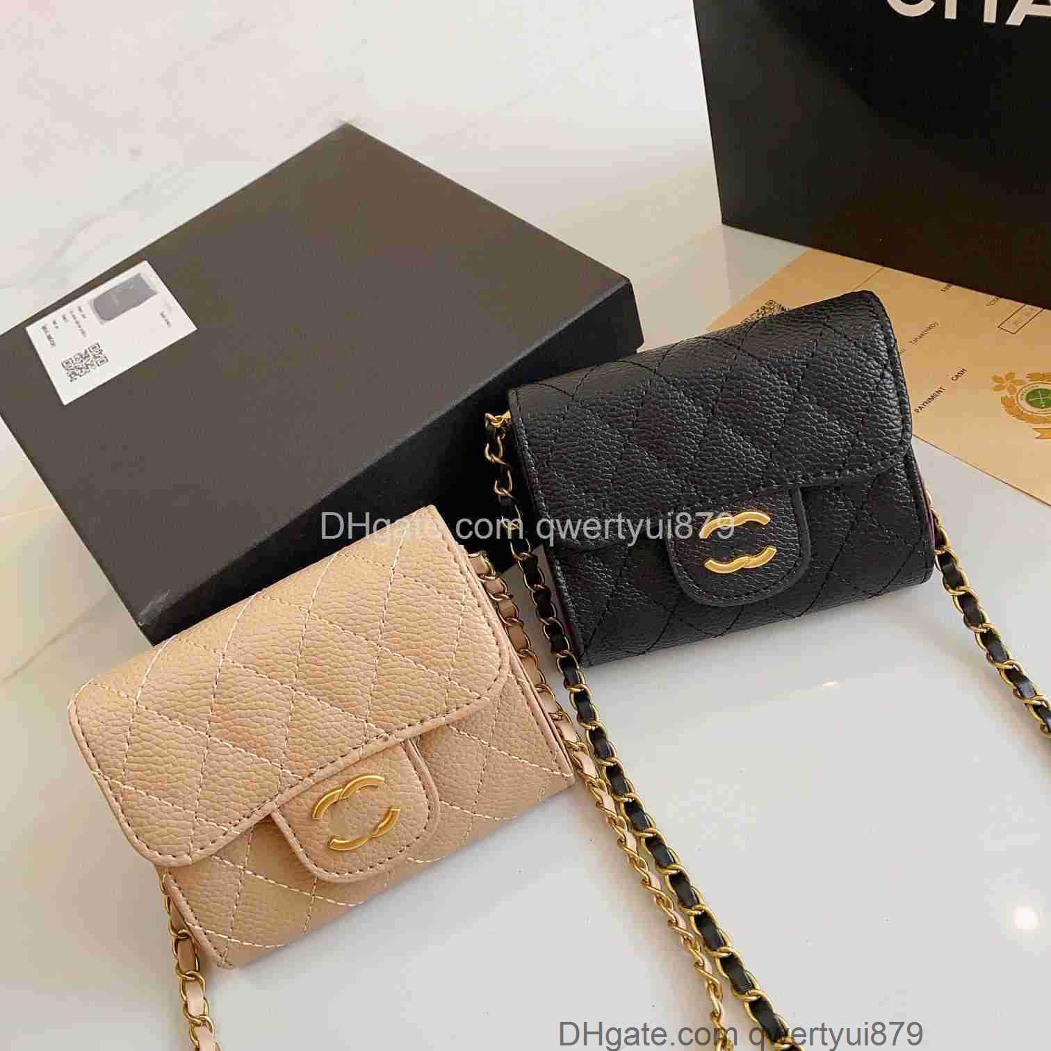 

Designer wallet Top Leather Caviar Goldern Chain Channel Shoulder Bag CC Small Wallet Womens Card Holder Handbag MIni Purse Messenger Bag qwertyui879 13*10*4cm, #3