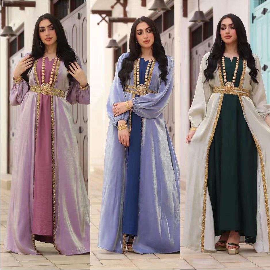 

Elegant Satin dubai arabic Evening Dresses with Long Sleeves beaded V Neck Lace Appliqued Prom Party Gowns Arabic Aso Ebi Ruched gold crystal Women Robe de Soiree, Light purple