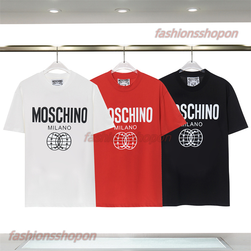 

2023 Moschino Women T-Shirts MOSCHINO Cool Bear Imprint Short Sleeve Tops Men O-Neck Cotton Shirt With Brand Labels Tags, Champagne