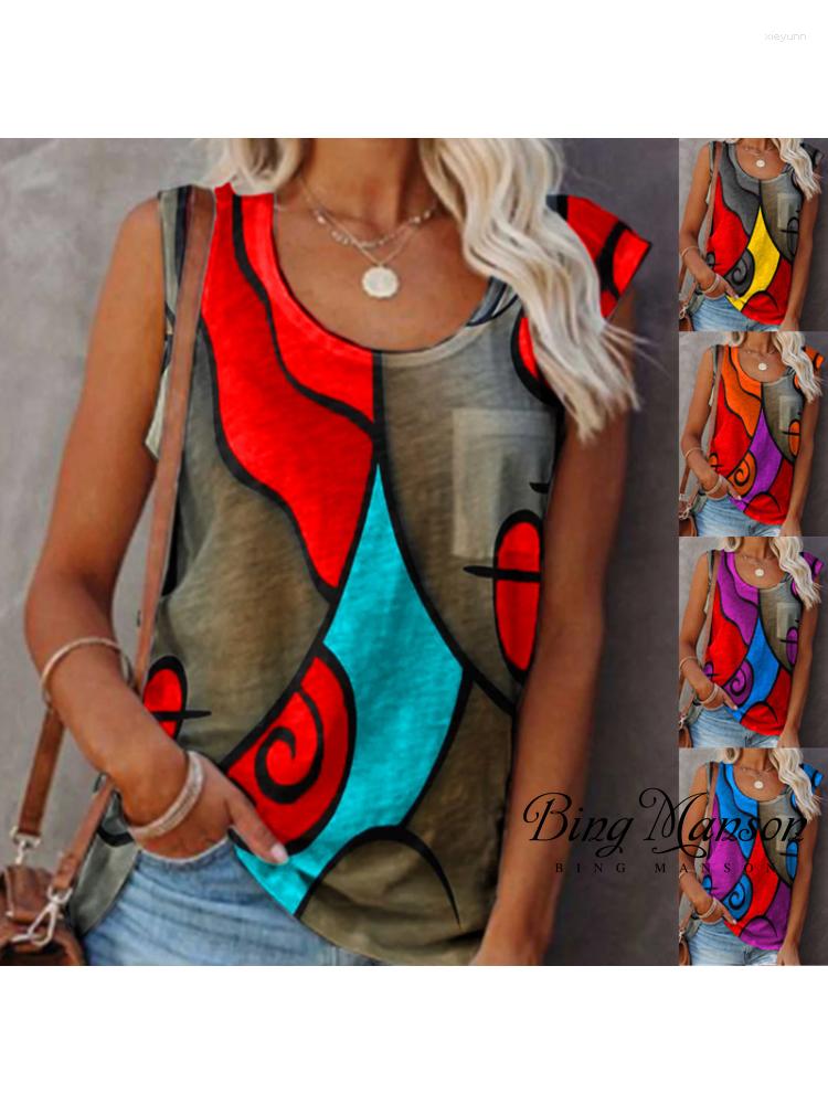 

Women' T Shirts 2023 Spring/Summer Women' Casual Sleeveless Color Matching T-shirt Large Tank Top Street Clothing Y2k Harajuku, Beige
