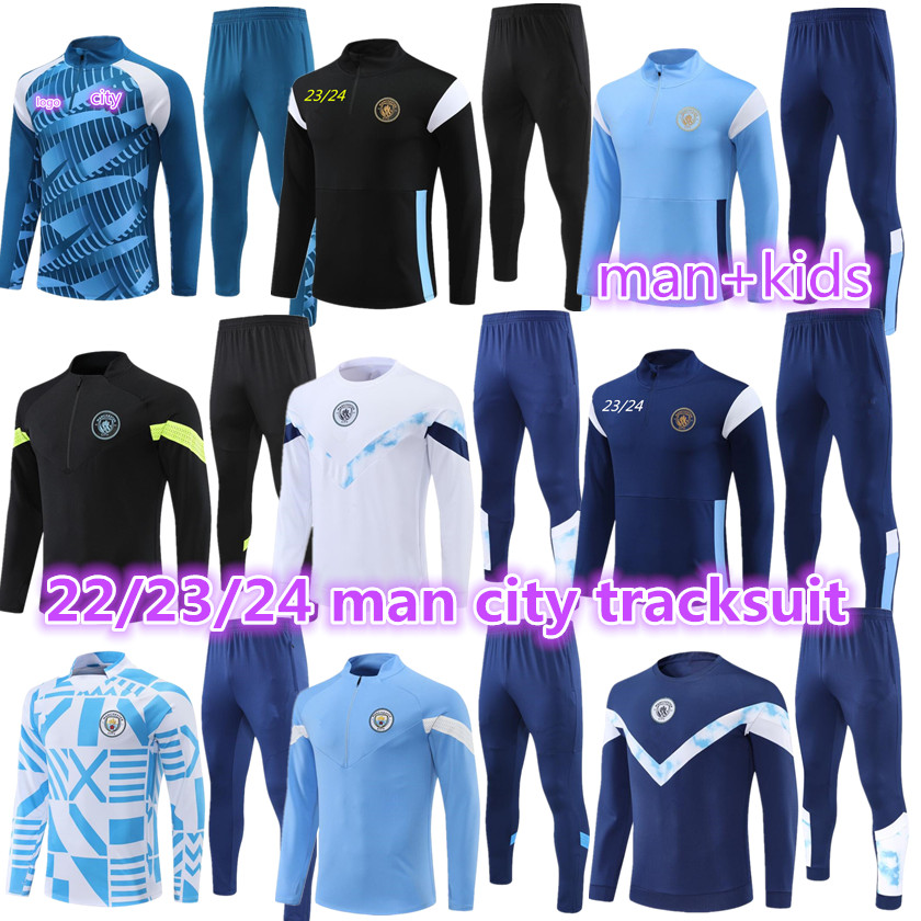 

2023 2024 city adult kids tracksuit half zipper soccer jacket uniforms GREALISH STERLING FERRAN DE BRUYNE tracksuits 22 23 24 man football training suit