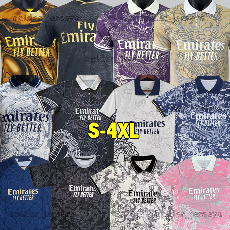 

XXXL 4XL 22 23 Fans Player Version Soccer Jerseys BENZEMA reAL mADRIds RODRYGO HAZARD 2023 2024 Special Edition Chinese Dragon football shirt men kids kits futbol, 22-23 dragon black player version
