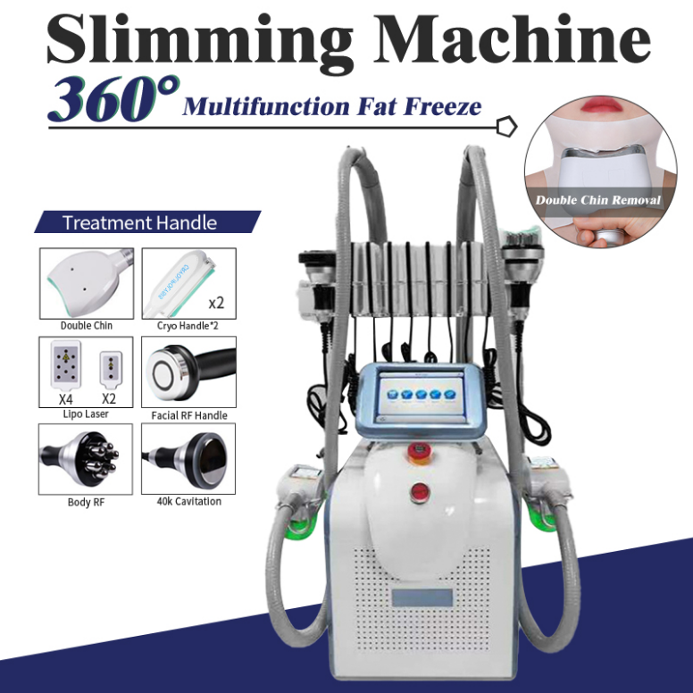 

Slimming Machine 360 Cryolipolysis Fat Freezing Machine Rf Skin Tightening 40K Ultrasonic Cryotherapy Vacuum Beauty Equipment