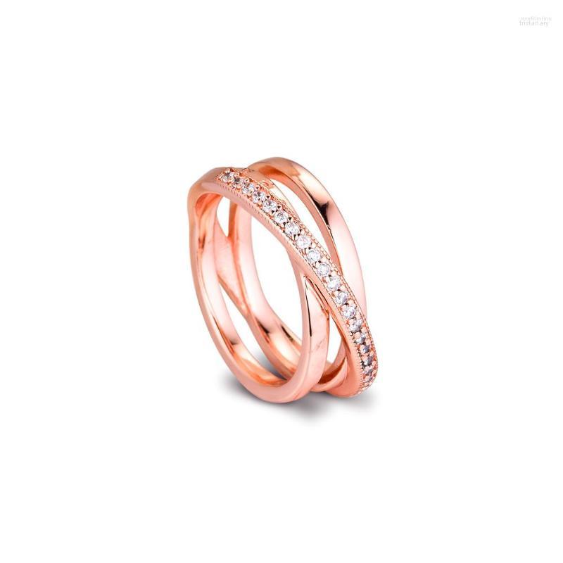 

Cluster Rings Crossover Pave Triple Band Rose 925 Sterling-Silver-Jewelry