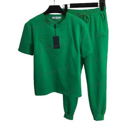 Designer coton T-shirts pantalons ensemble solide survêtement de luxe à manches courtes t-shirt taille élastique pantalons de survêtement occasio