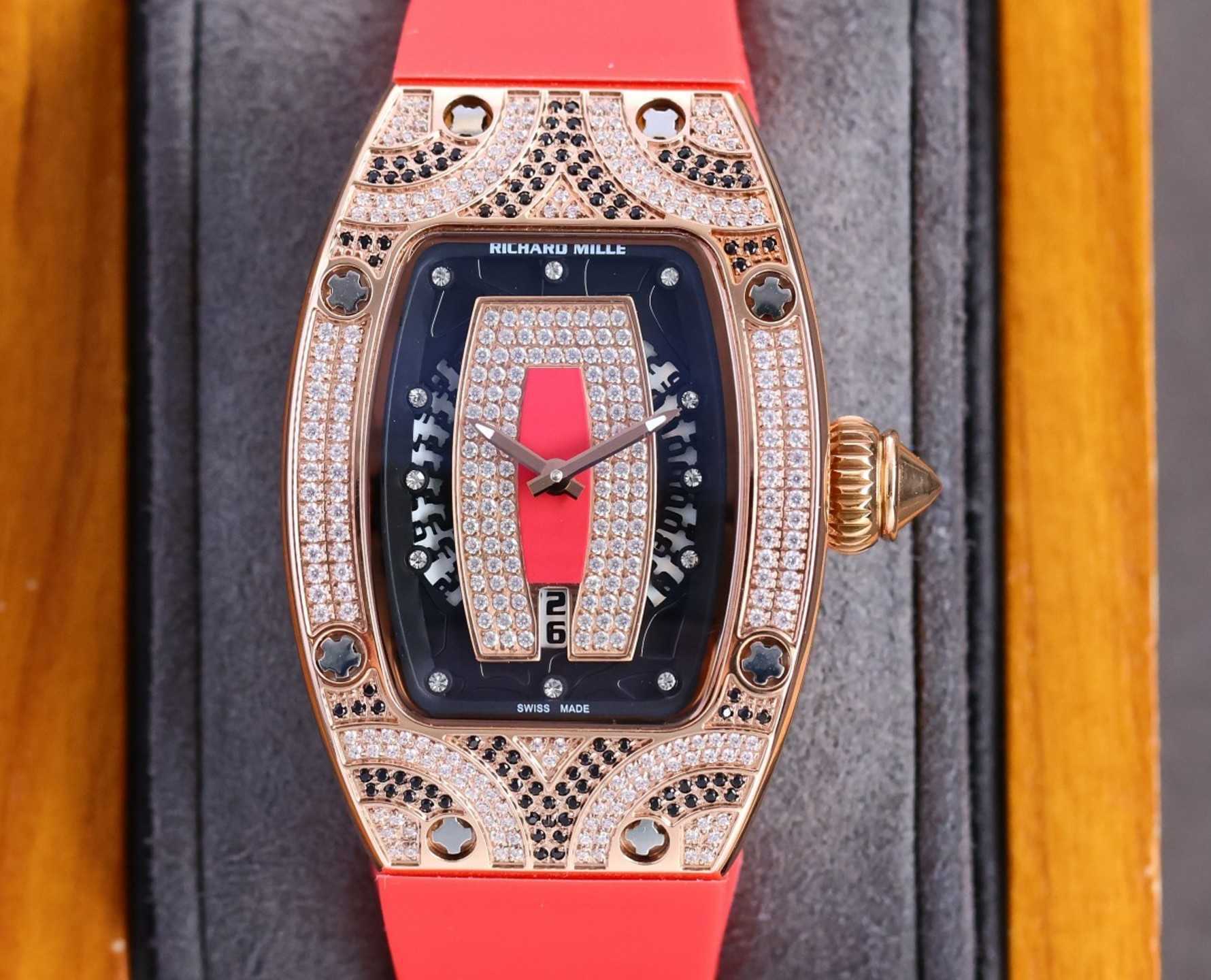

Fantastic Diamond R i c h a r d Luxury Super style Female wrist watches RM007 RM07-01 montre designer High-end quality iced out bezel for women waterproof gift 21 tank