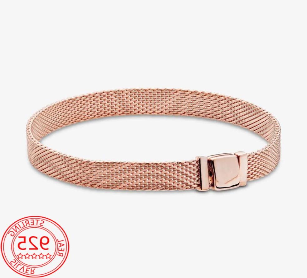 

Sparkling Sterling Silver Brand Reflections Mesh Bracelet Multi Clip Charm Fit Pan Women's Gift9211996