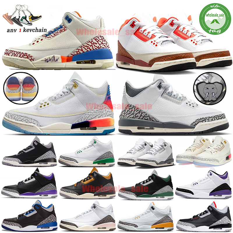 

3s Mens Basketball Shoes Jumpman 3 Medellin Sunset Hide N Sneak Elephant Mr Triple Double Off Noir Mars Stone Lucky Green Black Cat Men Trainers Sports Sneakers, Varsity royal 40-47