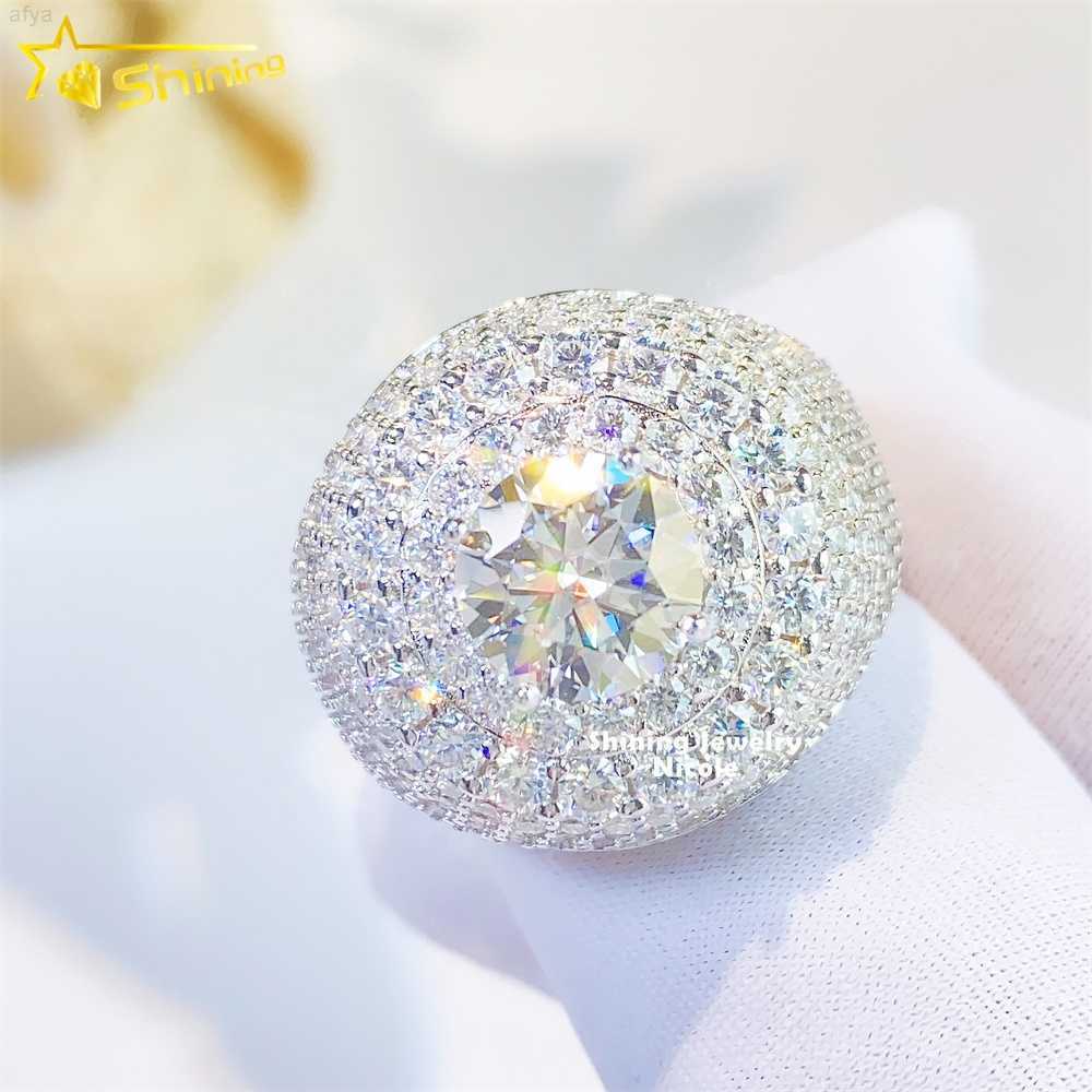 

New Hip Hop Iced Out Silver Gold Plating Engagement Diamond Moissanite Ring for Men