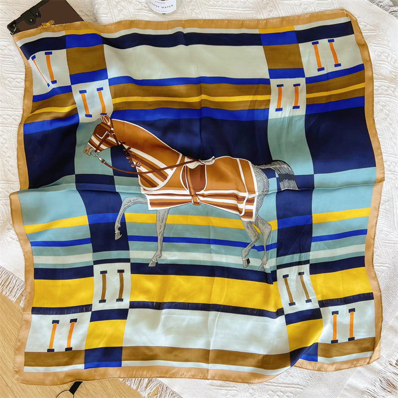 

Designer Scarf For Women Summer Silk Scarf Square Scarfs 70cm Neckerchief Luxury Handmade Embroidery Fashion Shawl Scarves