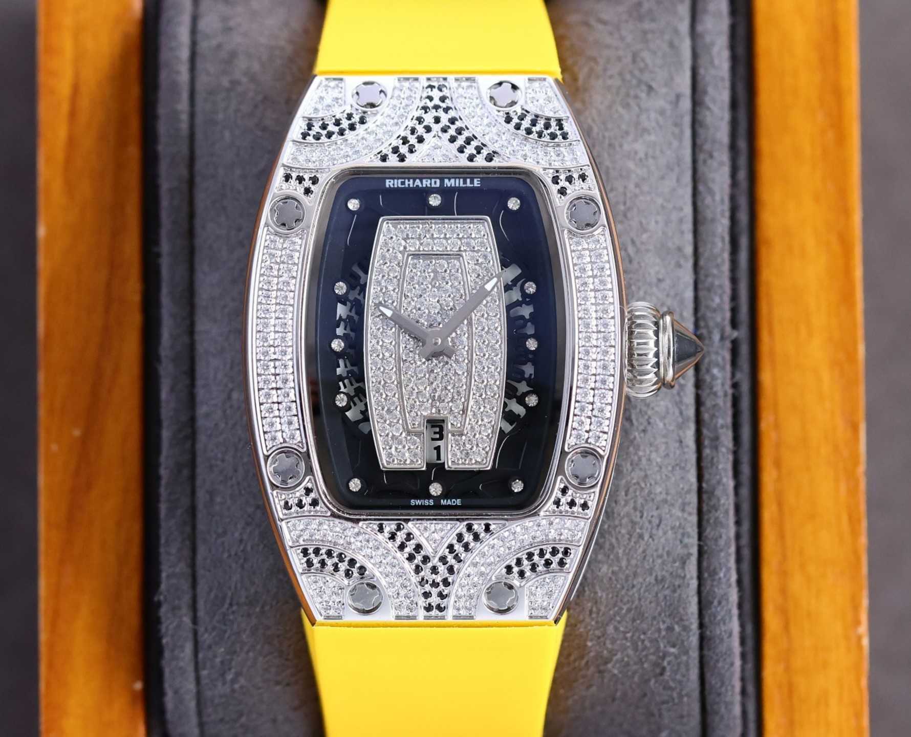 

Fantastic Diamond R i c h a r d Luxury Super style Female wrist watches RM007 RM07-01 montre designer High-end quality iced out bezel for women waterproof gift 24 tank