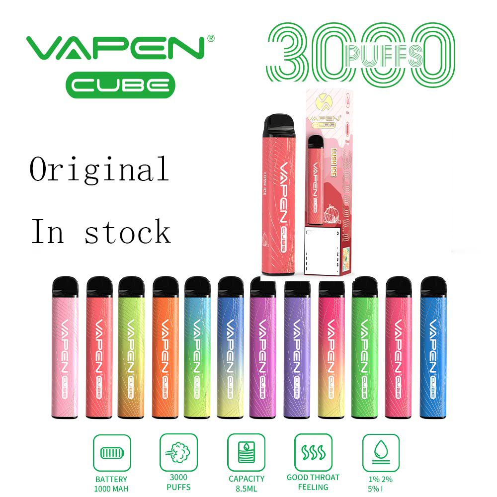

VAPEN CUBE 3000 Puffs Disposable Vape Pen Pen style E-cigarette Portable Vaporizer Starter Kits 0% 2% 5% prefilled 8ml capacity 1000mah battery Authentic