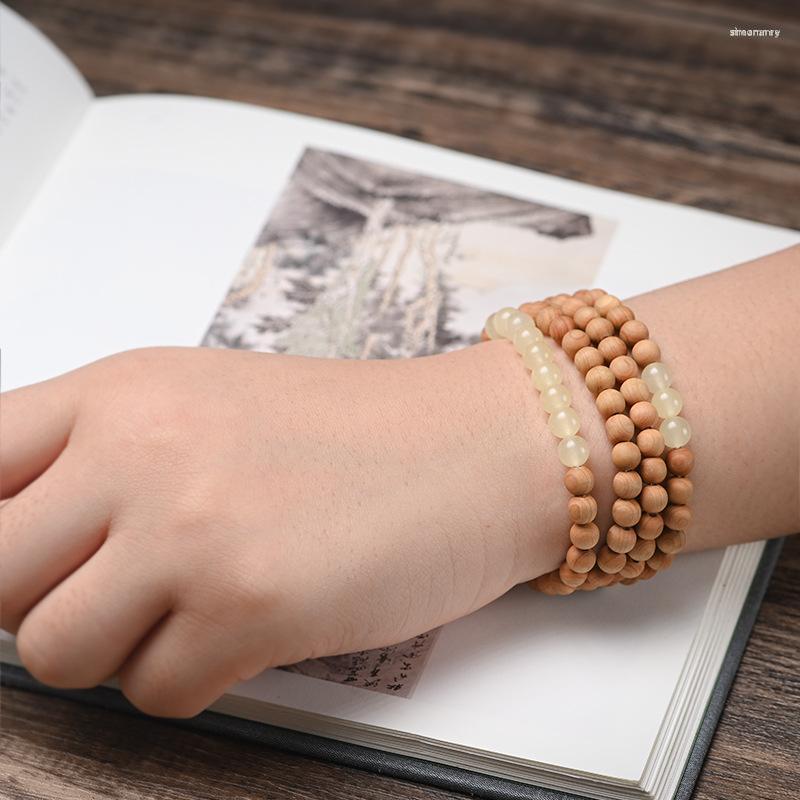 

Strand Guofeng Cliff Cypress Bracelet Female Wooden Art Retro Male Sandalwood 108 Zen National Style Buddha Beads Jewelry