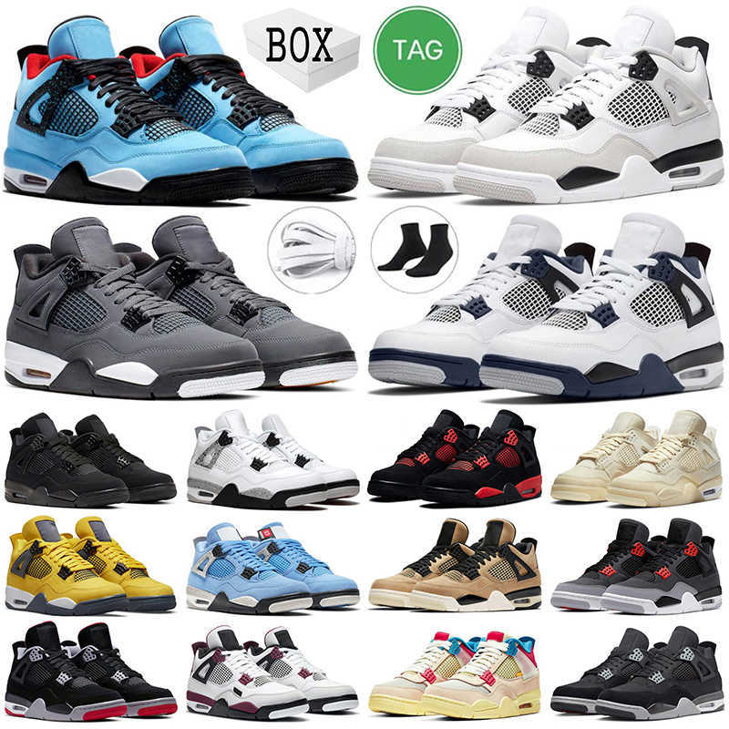

Men Designer women basketball shoes Jumpman 4 4s With box Midnight Navy Military Black Cat Red Thunder Oreo Infrared Cactus Jack University Blue Craft Sport Sneakers, #22