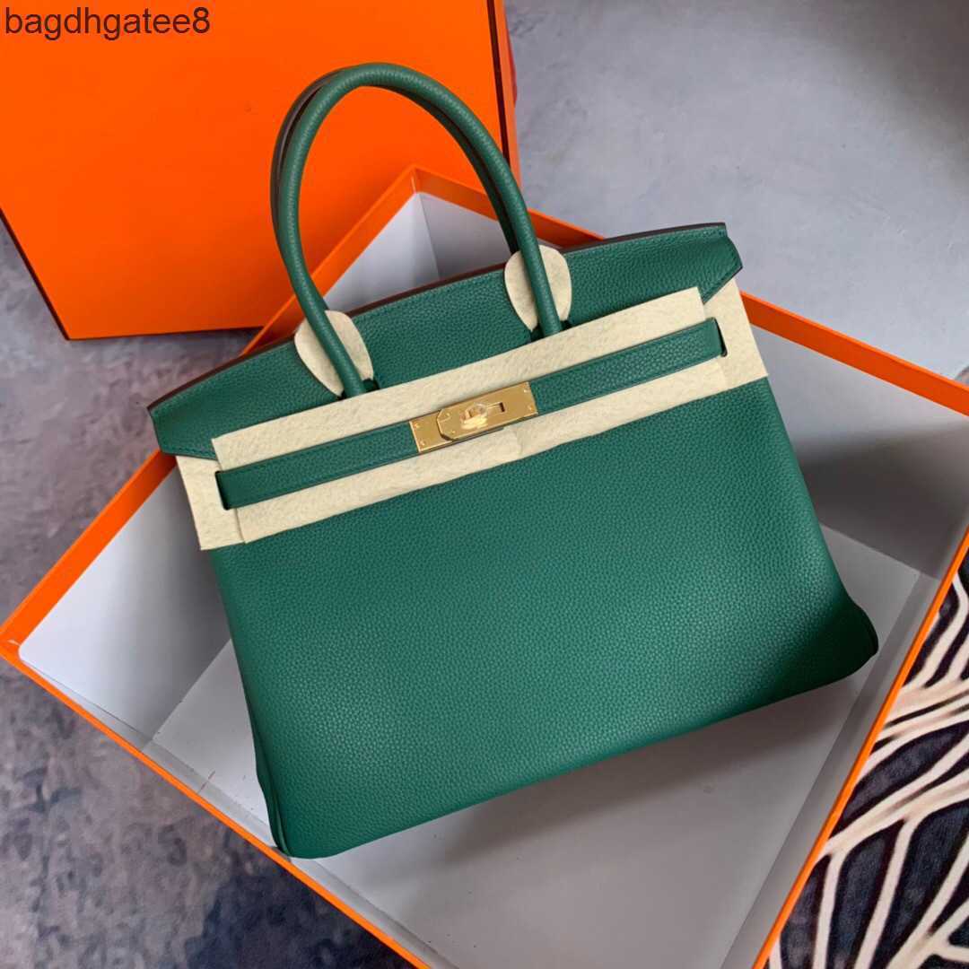 

Cowhide Designer Top Birkins Bags 2023 Bag Tote Classic Real Layer Togo Leather Genuine Lychee Grain Women's Handbag Shoulder Cross Body 5vfu, Golden brown