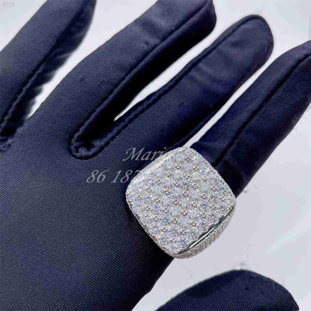 

S925 Custom Silver Hip Hop Ring Iced Out Vvs Moissanite Men Good Quality