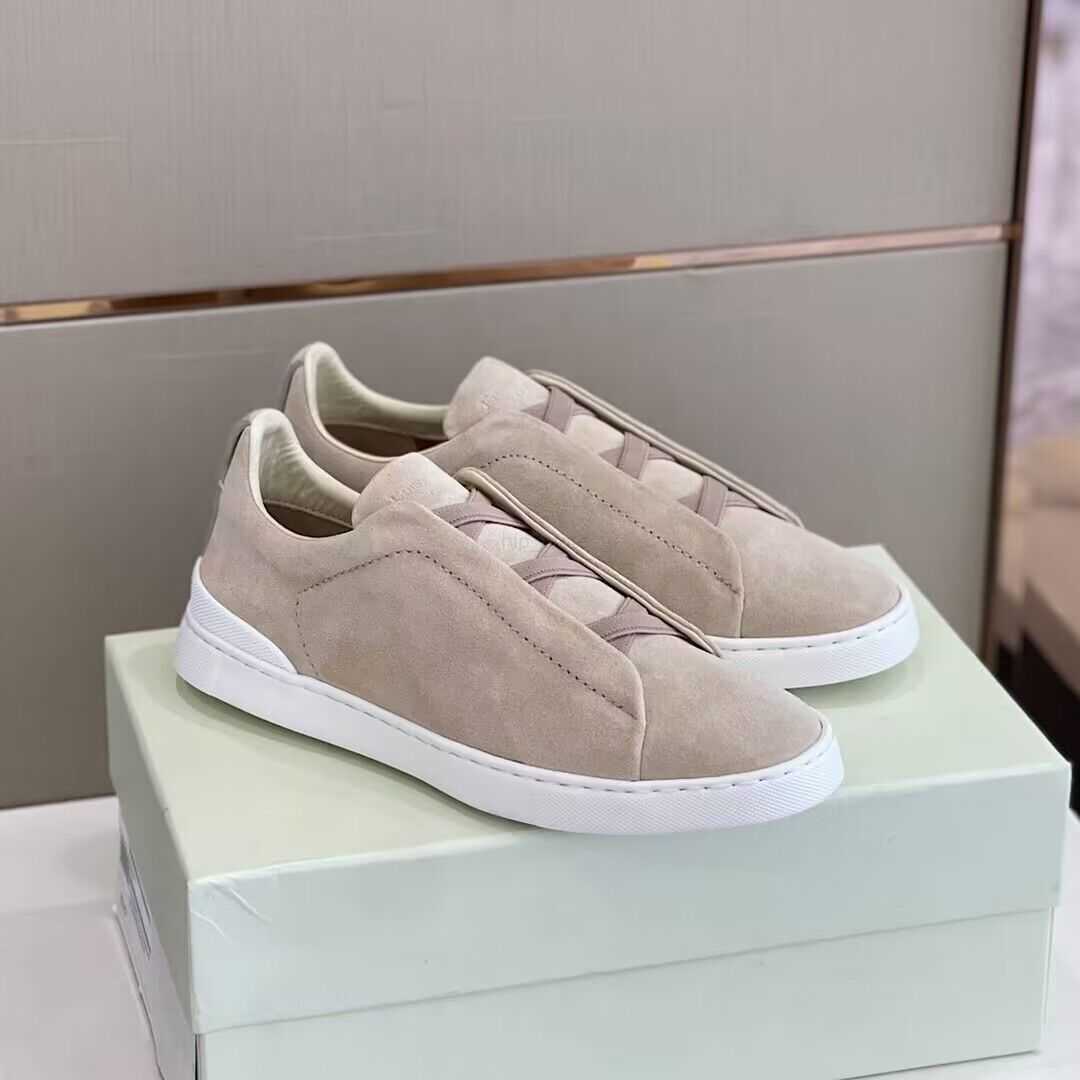 

Luxury Design Men Casual Shoes Zegna Low Top Sneaker Calfskin Leather Triple Stitch Light Shoes Outdoor Sports Trainer 38-45, 12