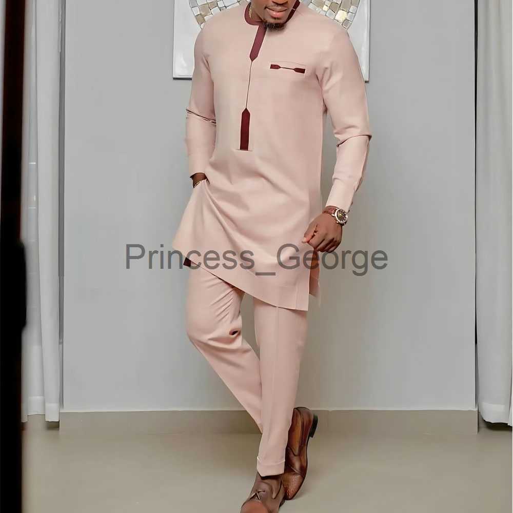 

Men's Tracksuits Summer Men Sets Kaftan Luxury Clothes Outfit Fashion Casual Ethnic Style Long Sleeve Shirts Sweatpants 2Pcs Wedding Male Suits x0627, Suit19