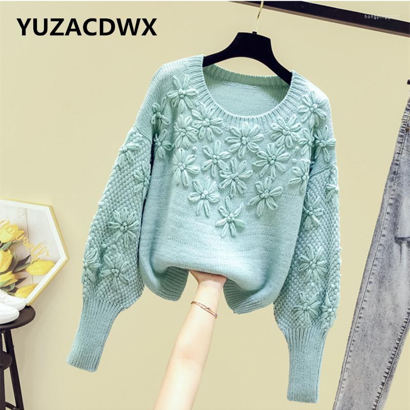 

Women's Sweaters 2023 Winter Women Crewneck Mori Girl Flower Sweater Full Sleeve Knit Solid Pullover And Jumper Autumn, Picture color