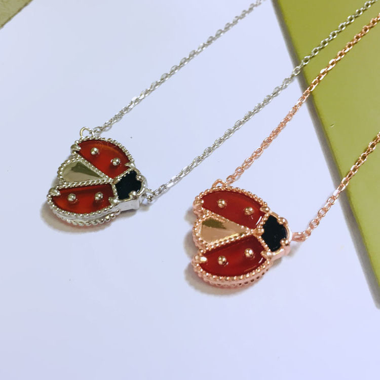 

Real Silver Four Leaf Clover Necklace Designer Jewelry Set Spring Pendant Necklaces Bracelet plum Earrings Gold Ladybird LuckyFlower Necklace Link Chain Womens