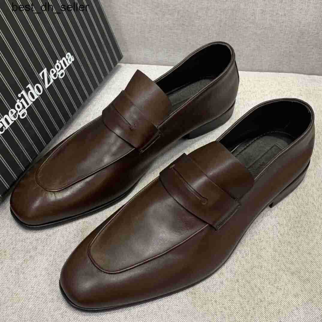 

Ermenegildo ZZegna Zegna New LAsola Caviar Cowhide Slip-on Shoe For Mens Low Cap Footwear Casual Leather Shoes, Brown