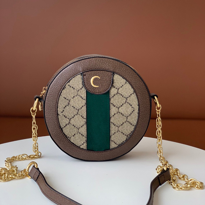 

Fashion Designer Bag Womens Portable Round Bag Leather portable Shoulder Bag Mini Crossbody bag Temperament mobile phone Bag 550618