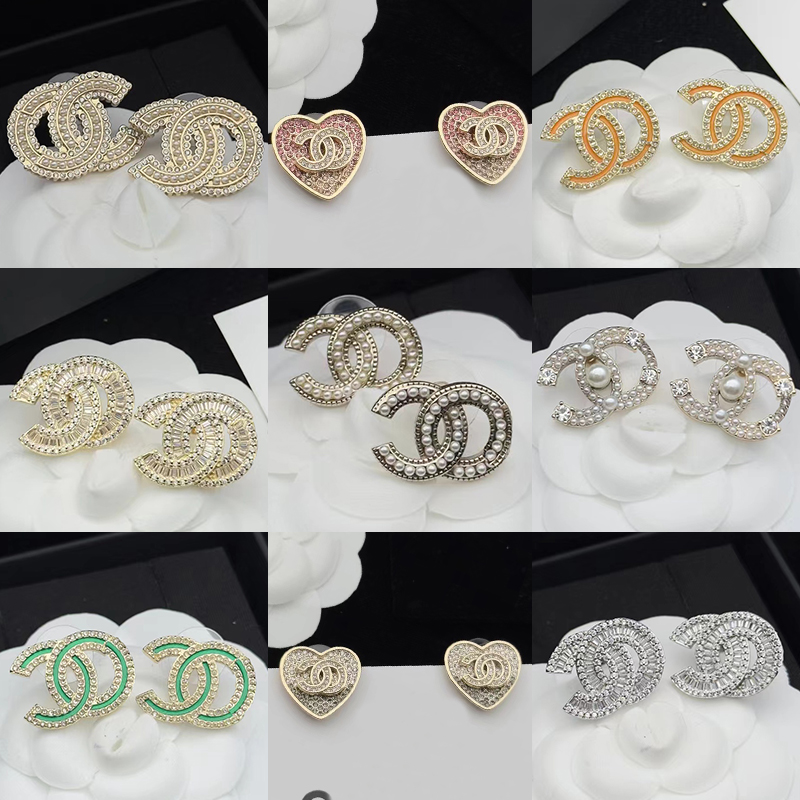 

Luxury Brand Designer CC Earring Fashion Korean Crystal Pearl Earring Classic High Quality S925 Silver Needle Hoop Earrings for Women