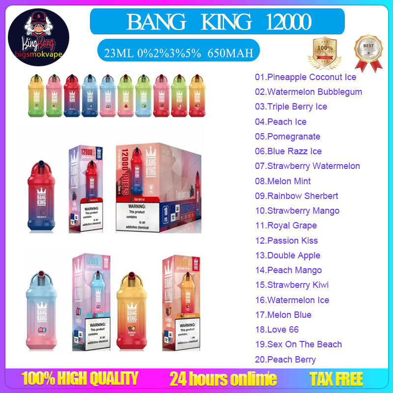 

Original Bang King 12000 Puffs Disposable Vapes Pen E Cigarette 0% 2% 3% 5% Vaporizer Recharge Battery Vape Pen Puffbars Bang Puff 12K