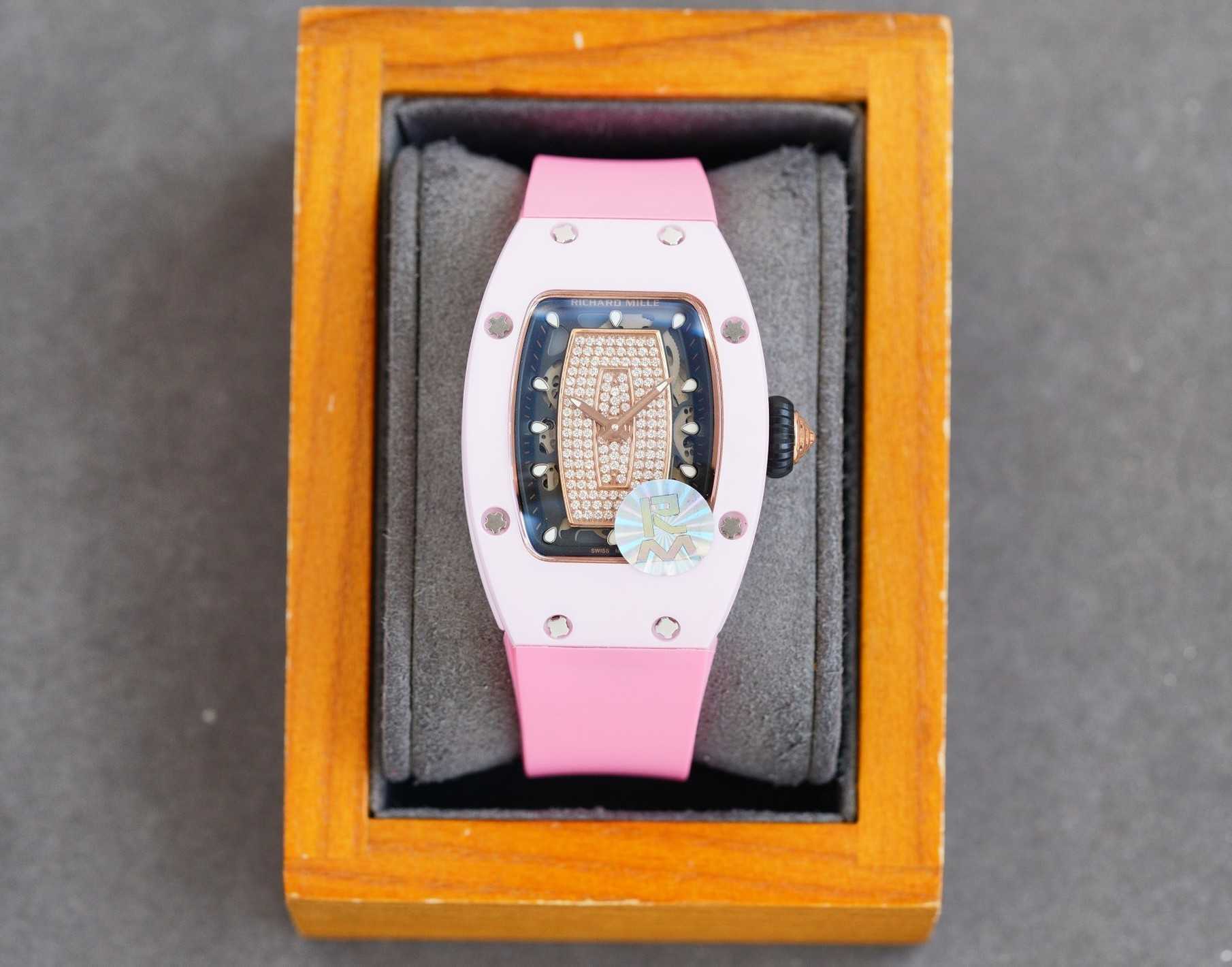 

Fantastic Diamond R i c h a r d Luxury Super style Female wrist watches RM007 RM07-01 montre designer High-end quality iced out bezel for women waterproof Colors 2nb