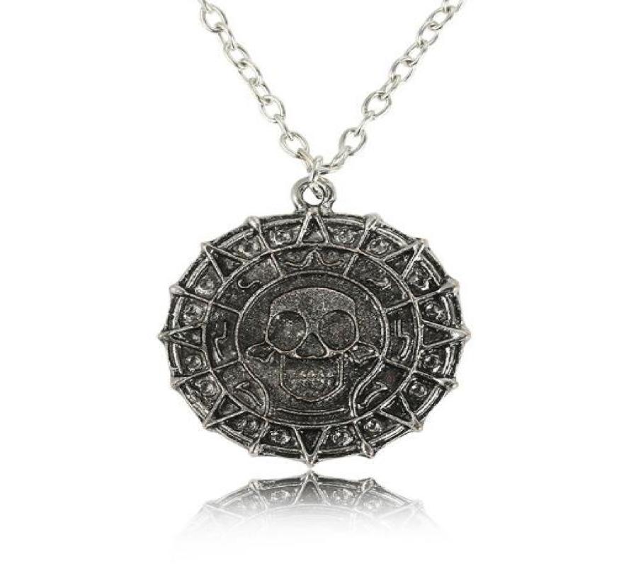 

Movie Jewelry Pirates Necklace Vintage Bronze Silver Designer Skull Coin Pendant Necklace Men Gift Souvenirs Party Friendship Gift9916241