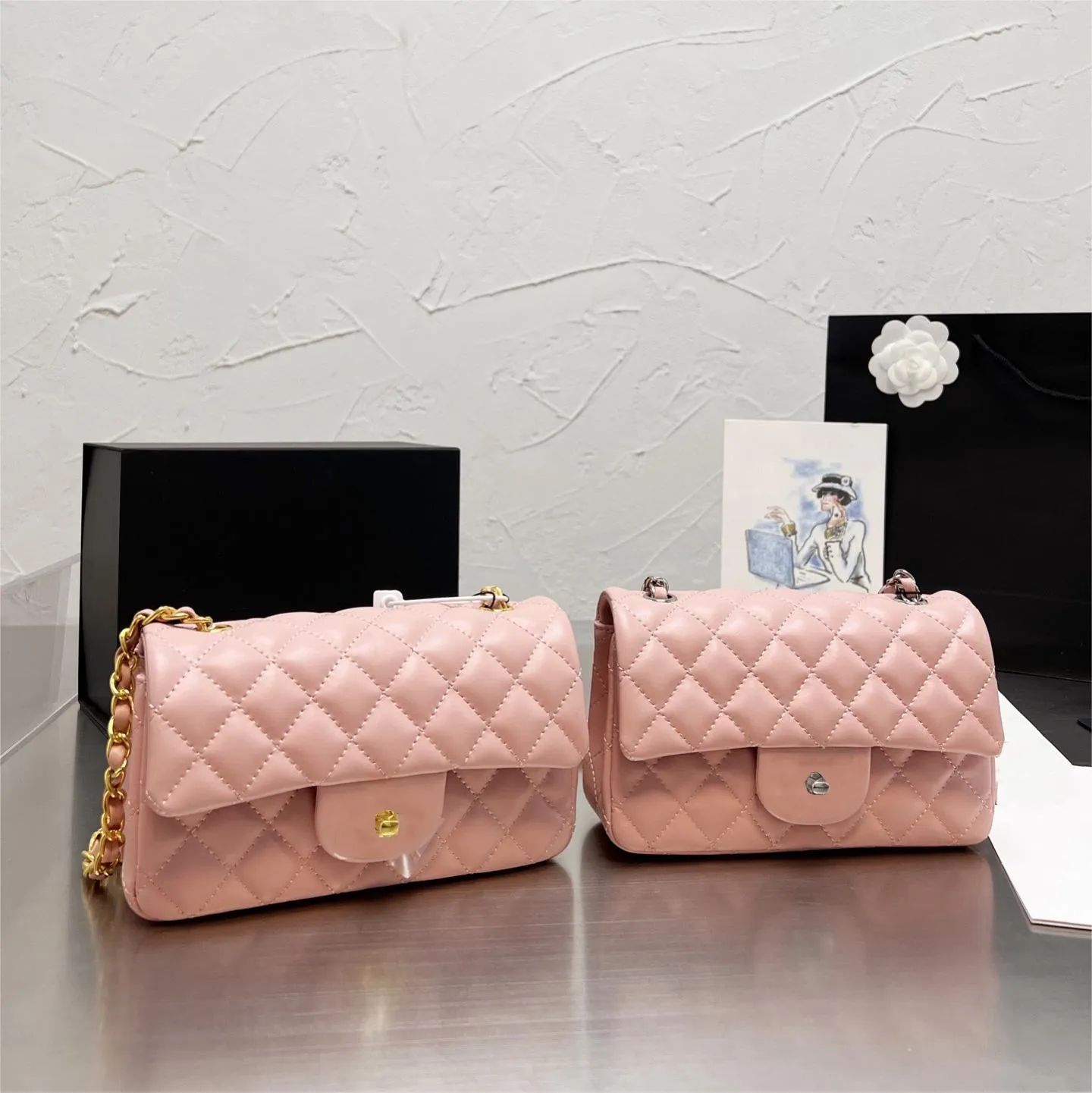 

pink bag crossbody designer bags luxurys hangbags with chain Classic Tote Designer Bags Women small Clutch Fashion Flap Handbag Travel Crossbody Purses cf bag, 1-1