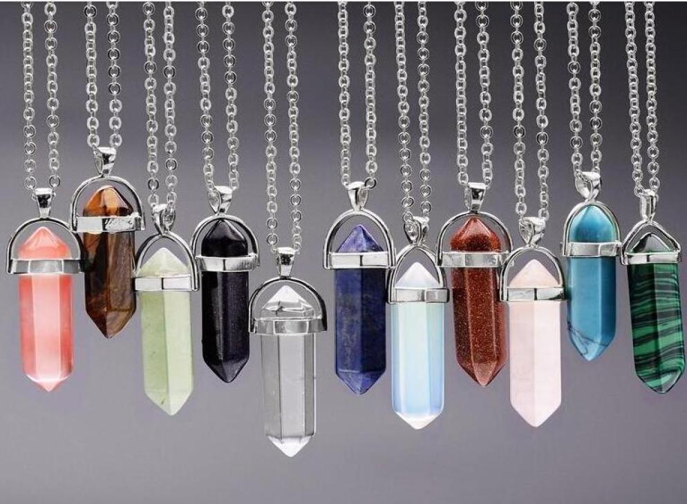 

Pendant Necklace Crystals Amethyst Rose Quartz Bead Chakra Healing Point Women Men Natural Stone Pendants Leather Necklaces GC4183434407